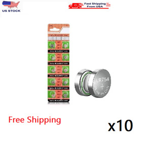 10pcs AG5 Button Cell Battery 1.5V 393A LR754 SR48 Alkaline | USA Ship | FRESH