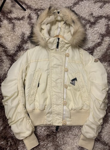 Esclusiva rara giacca bomber Moncler cappuccio in pelliccia stile classico cult