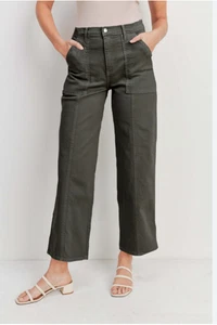 JBD Just Black Denim Gr. 29 Artischockengrün Cropped Leg Utility Jeans - Bild 1 von 8