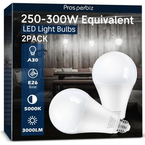 2-Pack LED Light Bulbs 3000L, 30W, 5000K Daylight, E26 Base, Non-Dimmable, 25... - Picture 1 of 7
