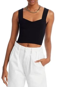 A.L.C Jordana Crop Stretch Black V-Neck Wide Strap Tank Size Extra Small - Picture 1 of 9