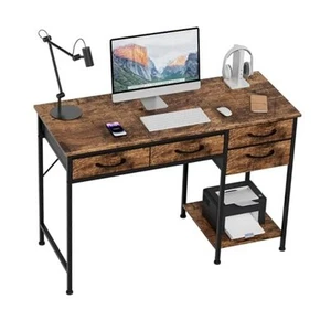 Computer Desk Study Office Desk with Large Storage Shelf, 47" Rustic Brown - Picture 1 of 8