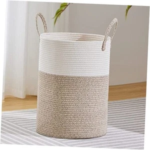 Large Laundry Hamper, Tall Woven Rope Storage Basket for Blanket, Toys, Dirty - Picture 1 of 7
