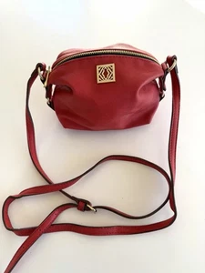 Kate Landry Small Red Faux Leather Crossbody Bag, Purse, Gold Hardware. - Picture 1 of 6