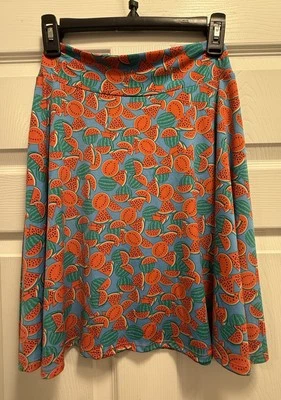 Lularoe 女孩 Azure 裙子尺寸 12 二手状况完好 - 有趣的西瓜印花 7 月 4 日 — 第 1/4 张图片