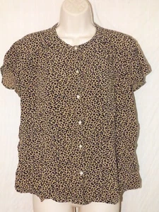 Top para mujer Old azul marino manga corta estampado de leopardo con botones talla M - Imagen 1 de 4