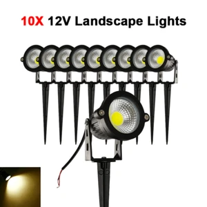 10X LED 12V Spot Lights Warm White Garden Backyard Lawn Landscape IP65 Hardwired - Picture 1 of 12