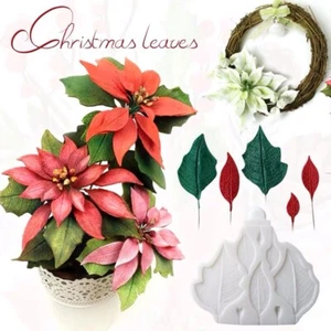 Silicone Poinsettia Fondant Chocolate Gumpaste Decoration Mould DIY Clay Resin - Bild 1 von 5
