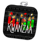 3Drose Kwanzaa African American Dancers And Kinara Candles 8X8 Potholder