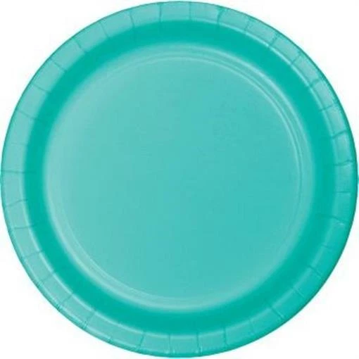 Teal 10 Inch Paper Plates 24 Per Pack Teal Tableware Decorations Supplies - Image 1 of 1