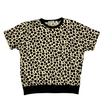 Top para mujer Elisabeth Liz Claiborne 3X beige negro acanalado estampado dálmata Foto 1 de 4
