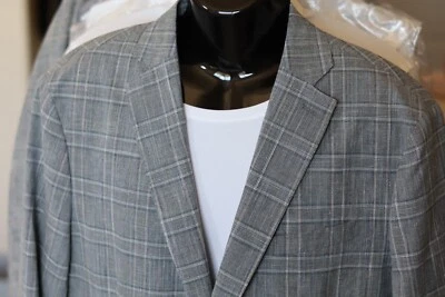 Nordstrom Men’s Shop Trim Fit Unlined 2-Button Blazer Checker Plaid Gray 38R - Image 1 of 4