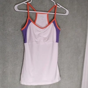 Reebok Womens Tank Top Size S Racerback White Purple Sleeveless pullover Strappy - Picture 1 of 11