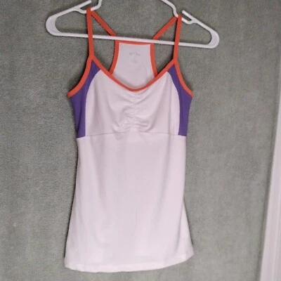 Reebok Tank Top Womens Size S Racerback White Purple Sleeveless Pullover Strappy - Image 1 of 4