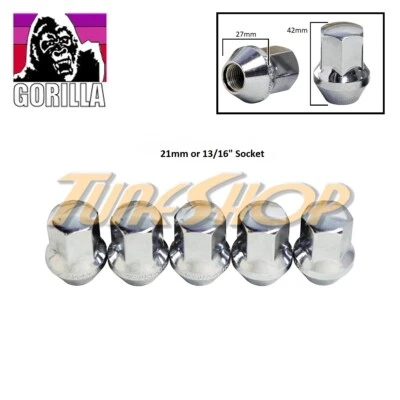 5 GORILLA ASIENTO GRANDE OEM STOCK LLANTAS TUERCAS 14X1,5 M14 LLANTAS BELLOTA CROMADAS Foto 1 de 2