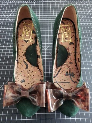 Zapatos de salón Miss L verde fuego gamuza y plástico tortuga, talla 40 Foto 1 de 4