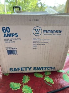 New CUTLER HAMMER 60 Amp 2 Pole 10 Hp MAX Safety Switch GFN322NP - Picture 1 of 3