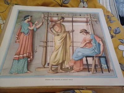  Vintage 1950s  Macmillan School Educational print poster Spining And Weaving  - Image 1 of 4