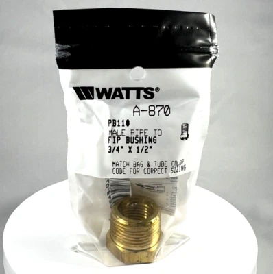 Buje hexagonal de tubo WATTS 3/4" macho x 1/2" hembra latón A-870 PB110 nuevo sellado Foto 1 de 4
