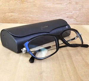 CARTIER Black Eyeglasses Panthere 6382691 With Case 53-14-140 - Picture 1 of 20