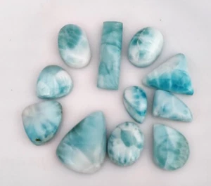 Natural Excellent Caribbean Larimar Mix Cabochon Lot Loose Gemstone 85 Carat - Picture 1 of 5