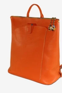 Terrida Italian Calf Leather Backpack Orange Tan Murano Glass Charms - Picture 1 of 11