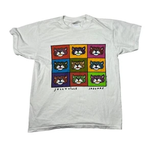 Vintage 90s Jollyville Jaguars Cartoon Graphic Tee T-Shirt White Youth L 14/16 - Picture 1 of 6