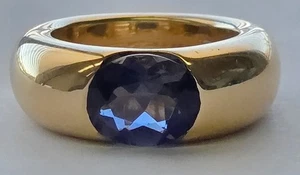 Vintage Cartier Ellipse Oval Iolite 18K Yellow Gold Ring - Picture 1 of 6