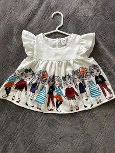 Shein Girl's White Ruffled Short Sleeve With Animated Design Sz 4Y - Picture 1 of 5