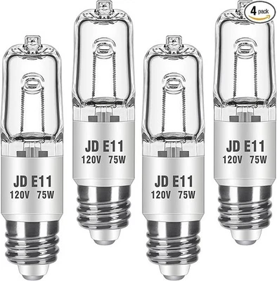 JDE11 120V 75W T4 Mini Candelabra Base ‎3375 Lumen 2700K Clear 4 Count E11 - Image 1 of 4