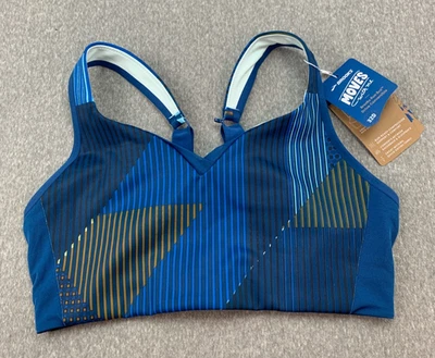 Sujetador Brooks Moves with Me Drive para correr para mujer 32D azul estampado de movimiento genial Foto 1 de 4