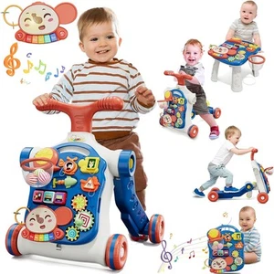QDRAGON 5 en 1 Marcheurs Poussoirs pour Bébé Garçon, Tout-Petit Apprendre à Marcher, S'asseoir Bleu - Photo 1 sur 9