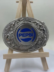 Hebilla de cinturón Pepsi años 80 logotipo azul vintage - Imagen 1 de 8
