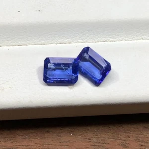 Natural Tanzanite Faceted Pair Gemstone, Emerald Cut Shape Making For Jewelry - Foto 1 di 5