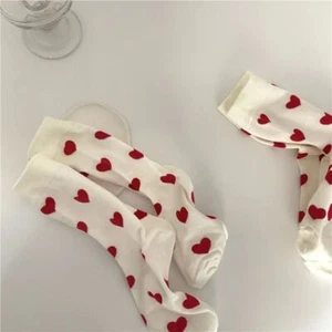 1Pair Loving Red Heart Pattern Mid Socks Street Tide Street Socks Gift - Picture 1 of 4