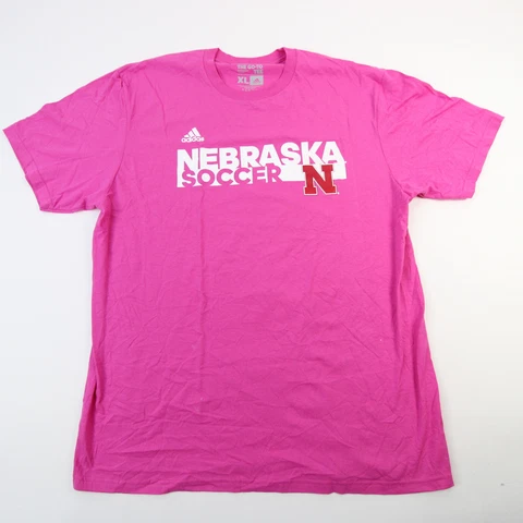 Nebraska Cornhuskers adidas Go-To tee Short Sleeve Shirt Men's Pink New Cover