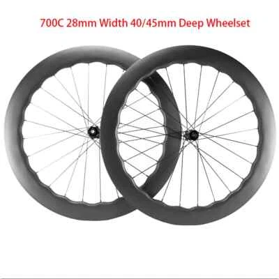 700C 40 45mm Depth Carbon Bicycle Wheels Tubeless Hook/Hookless Disc Brake - Image 1 of 4