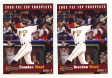 2008 MultiAd Pacific Coast League Top Prospects Brandon Wood - 2 Card Lot