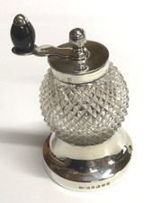Antica smerigliatrice per pepe vetro taglio argento vittoriana - Birmingham 1886