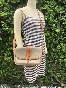 DOONEY & BOURKE Bag Vintage Authentic Genuine Tan Leather Shoulder 80s Purse - Picture 1 of 11