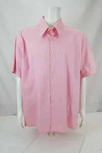REPORT COLLECTION MEN'S SHORT SLEEVE DRESS SHIRT PINK SIZE XXL - Picture 1 of 8