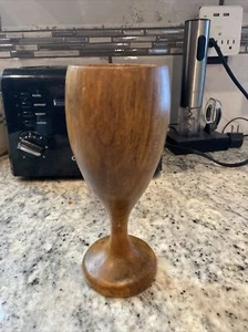 Renaissance Wooden Wine Goblet Hand Made 8” One Piece Lightweight - Picture 1 of 6