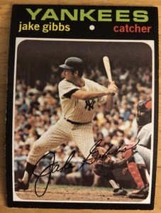 1971 Topps Jake Gibbs Baseball Card #382 Yankees Catcher Low-Grade