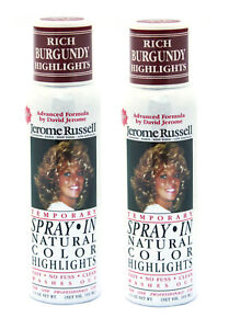 Jerome Russell SPRAY IN TEMPORARY Color Highlights  - RICH BURGUNDY Two Pack NEW