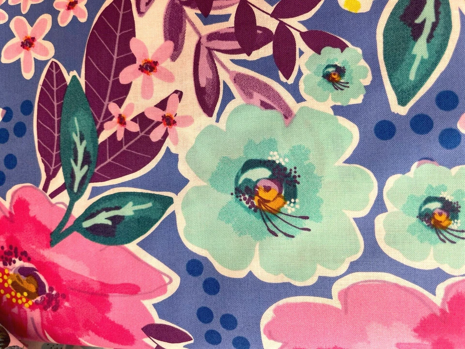 Cenefa Floral Azul Rosa, Topper Cortina Ventana 43" Ancho 15" Largo Foto 1 de 1