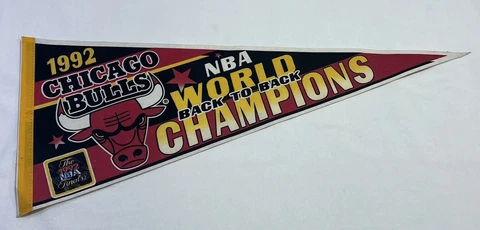 NBA Chicago Bulls Vintage 1992 World Champions Back To Back Team Logo Pennant Cover