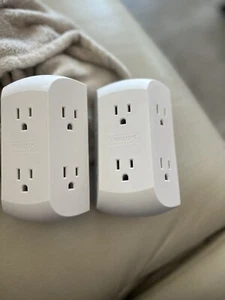 6-Outlet Wall Plug Adapter, White (2-Pack) by Philips BOX OF 6/2- 12 Outlets/6 - Picture 1 of 2