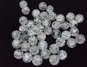 50pz perline  in vetro 8mm  crackle glass beads colore trasparente - Foto 1 di 1