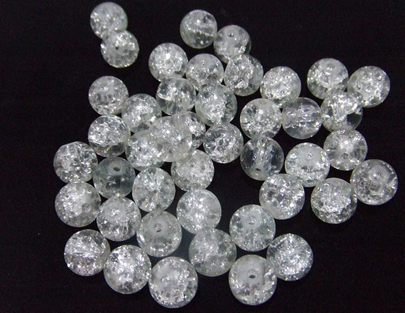 50pz perline  in vetro 8mm  crackle glass beads colore trasparente - Immagine 1 di 1