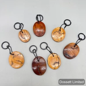 7 Custom Wood Keychains with Lichtenberg Figure Design, Oak Maple Walnut - Picture 1 of 4